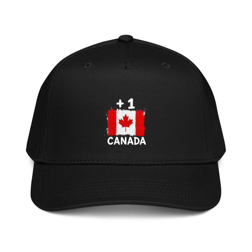 Casquette baseball noire Canada +1 avec drapeau canadien floqué effet éclaboussure de peinture - Indicatif Fier