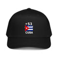 Casquette baseball noire Cuba +53 avec drapeau cubain floqué effet éclaboussure de peinture - Indicatif Fier