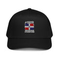 Casquette baseball noire République Dominicaine +1809 avec drapeau dominicain brodé - vue de face - Indicatif Fier