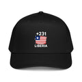 Casquette Baseball Liberia +231 noire vue de face, logo brodé drapeau libérien