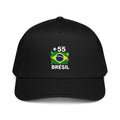Casquette Baseball Brésil +55 vue de face, design drapeau brésilien