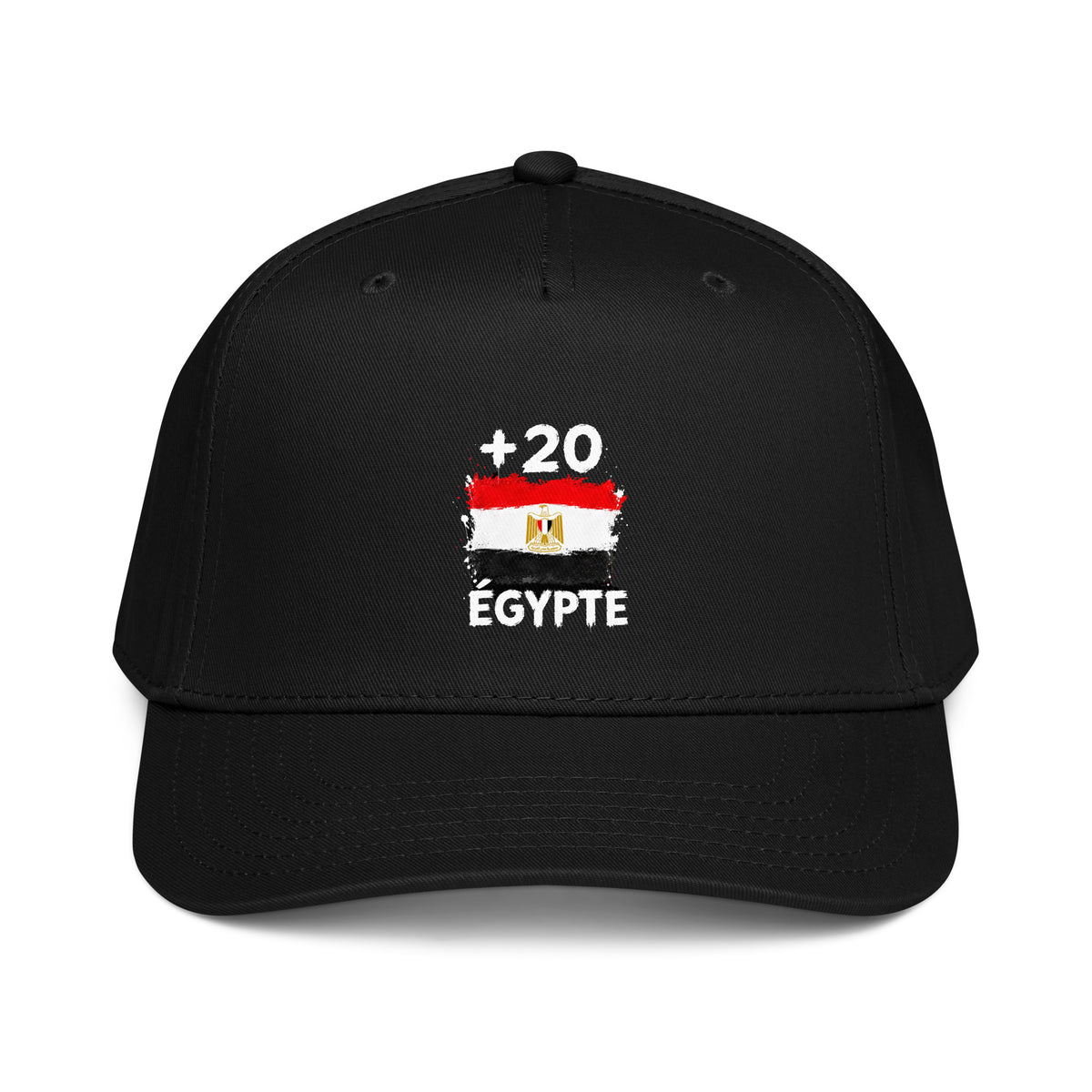 Casquette Baseball Égypte +20 vue de face, design drapeau égyptien