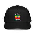 Casquette Baseball Éthiopie +251 vue de face, design drapeau éthiopien