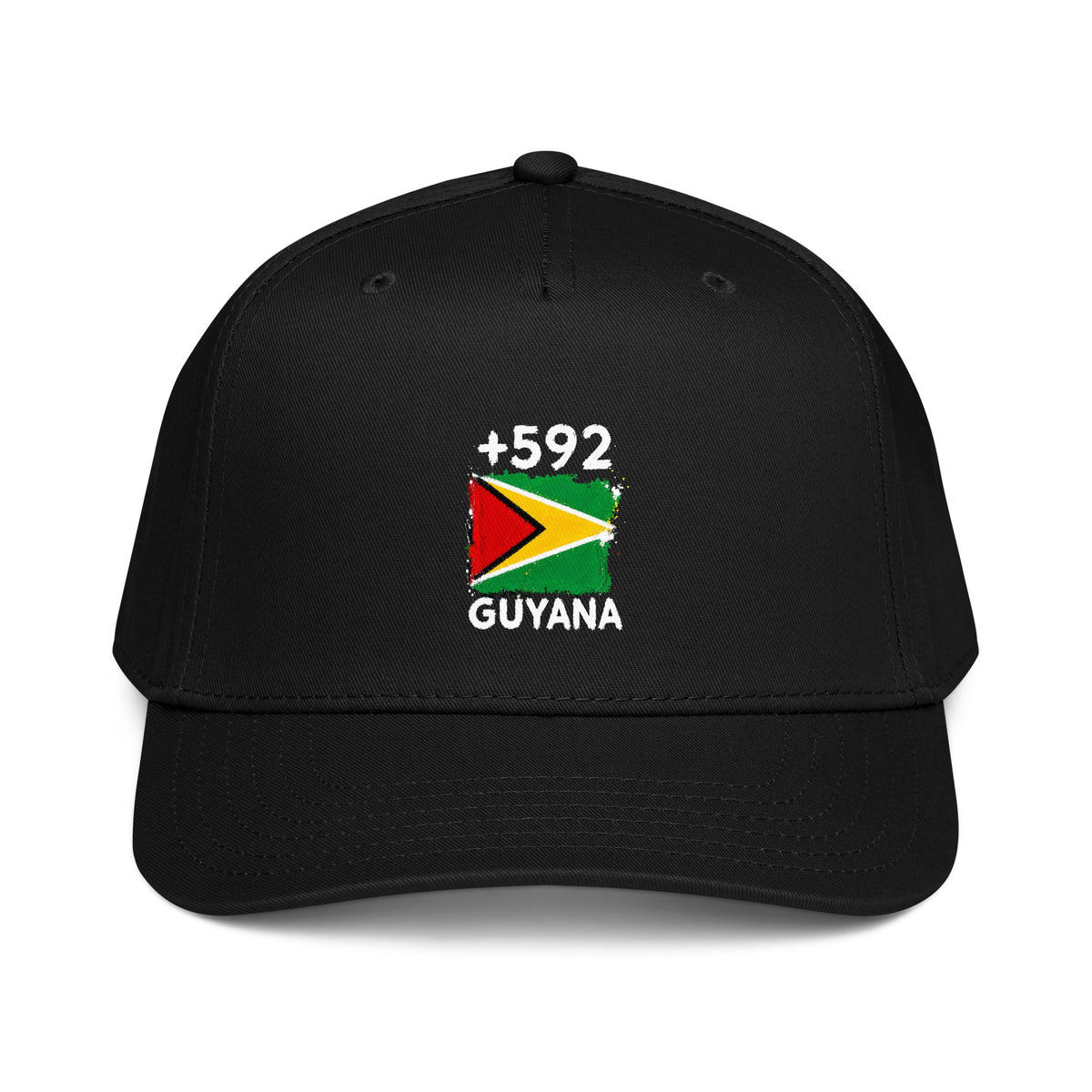 Casquette Baseball Guyana +592 vue de face, design drapeau guyanien