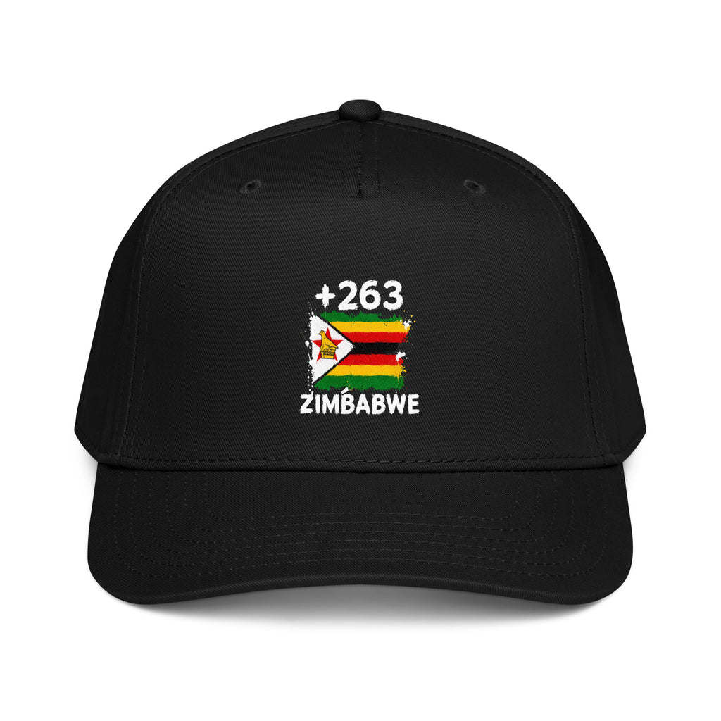Casquette Baseball Zimbabwe +263 vue de face, design drapeau zimbabwéen