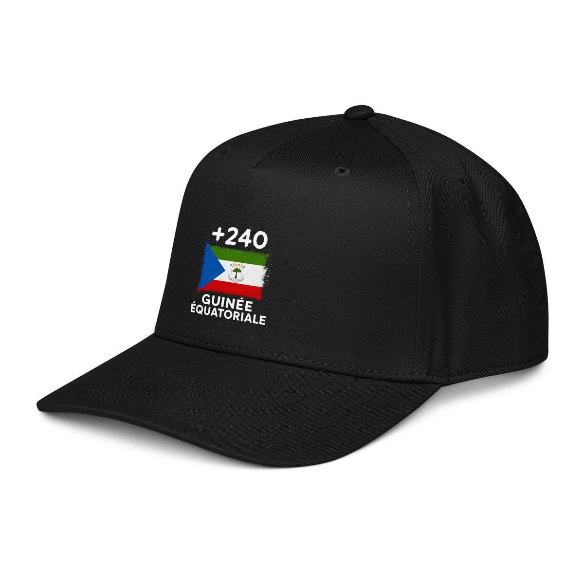 Casquette Baseball Guinée Équatoriale +240, vue de profil, logo drapeau visible