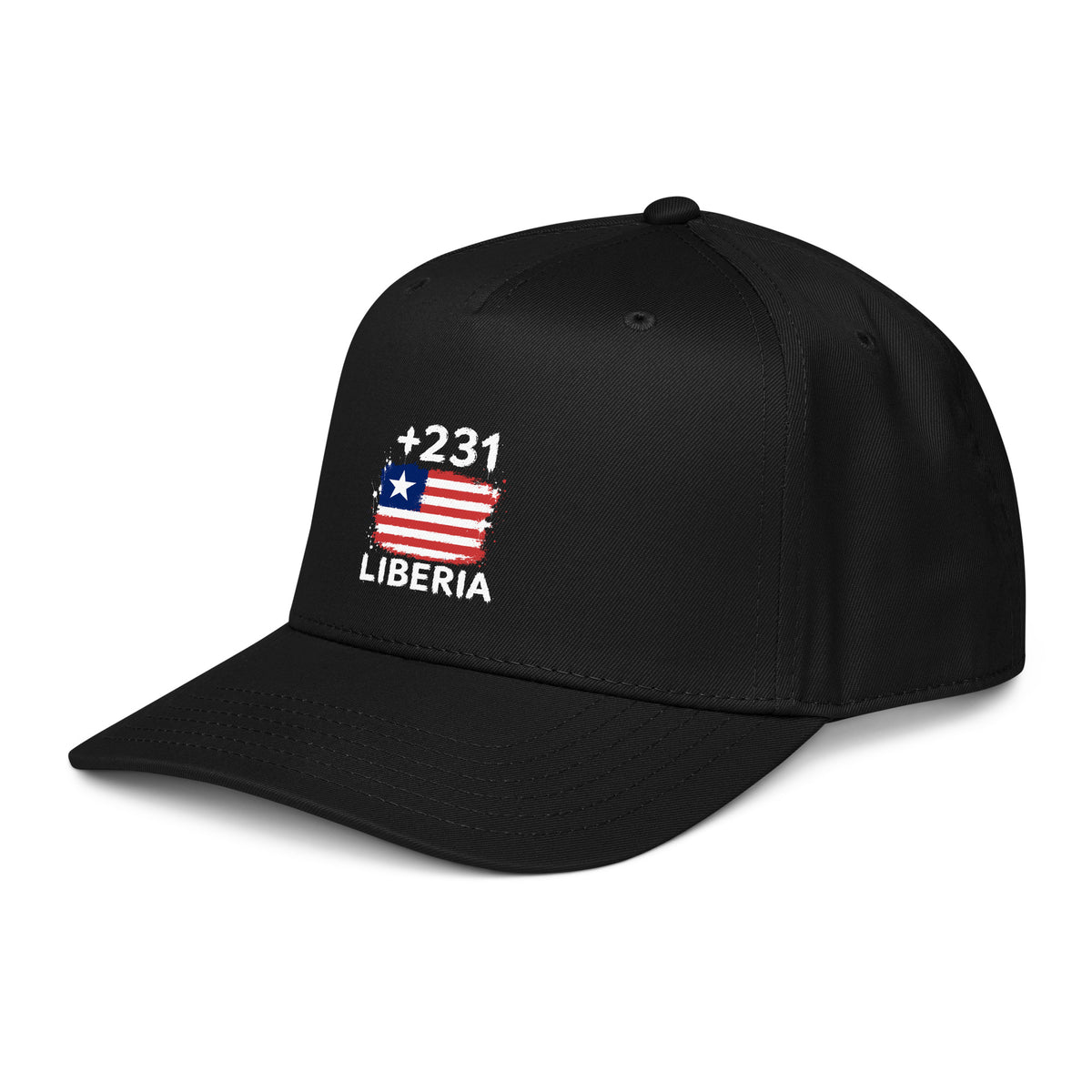 Casquette Baseball Liberia +231 noire vue de profil, côté gauche