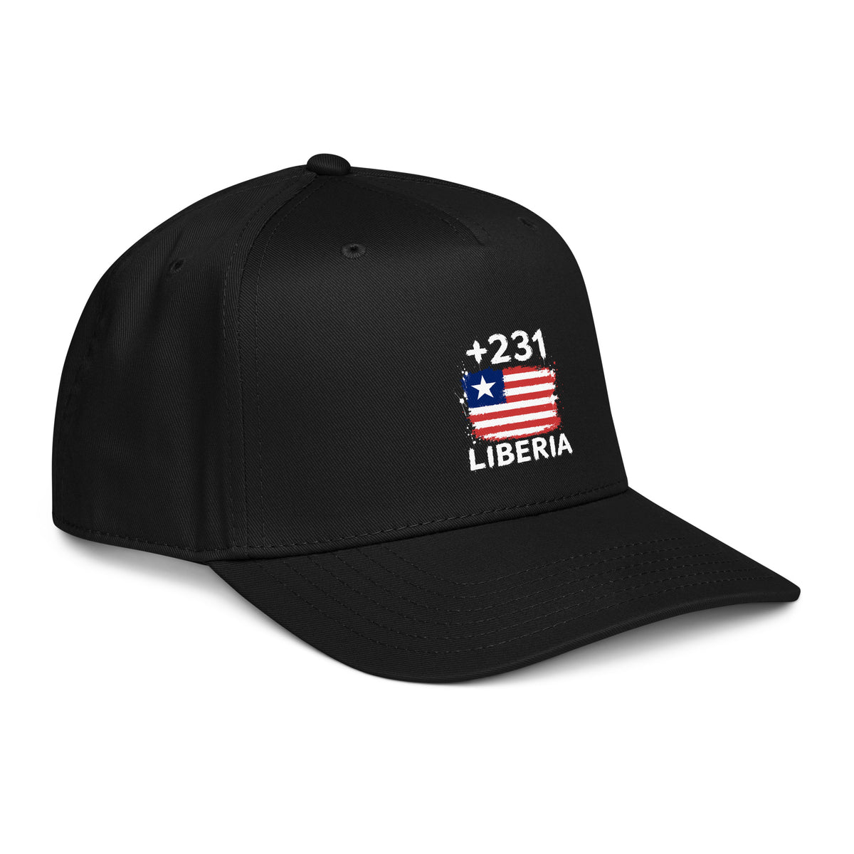 Casquette Baseball Liberia +231 noire vue de profil, côté droit