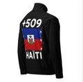 Survêtement Haïti +509 - Noir avec drapeau floqué effet éclaboussure de peinture - vue de dos - Indicatif Fier