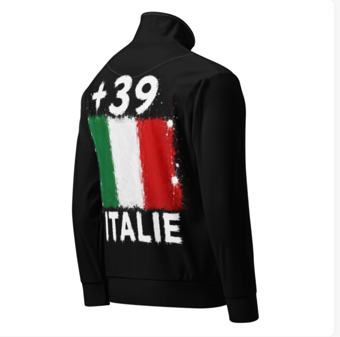 Survêtement Italie +39 avec drapeau floqué effet éclaboussure de peinture - vue de dos - Indicatif Fier