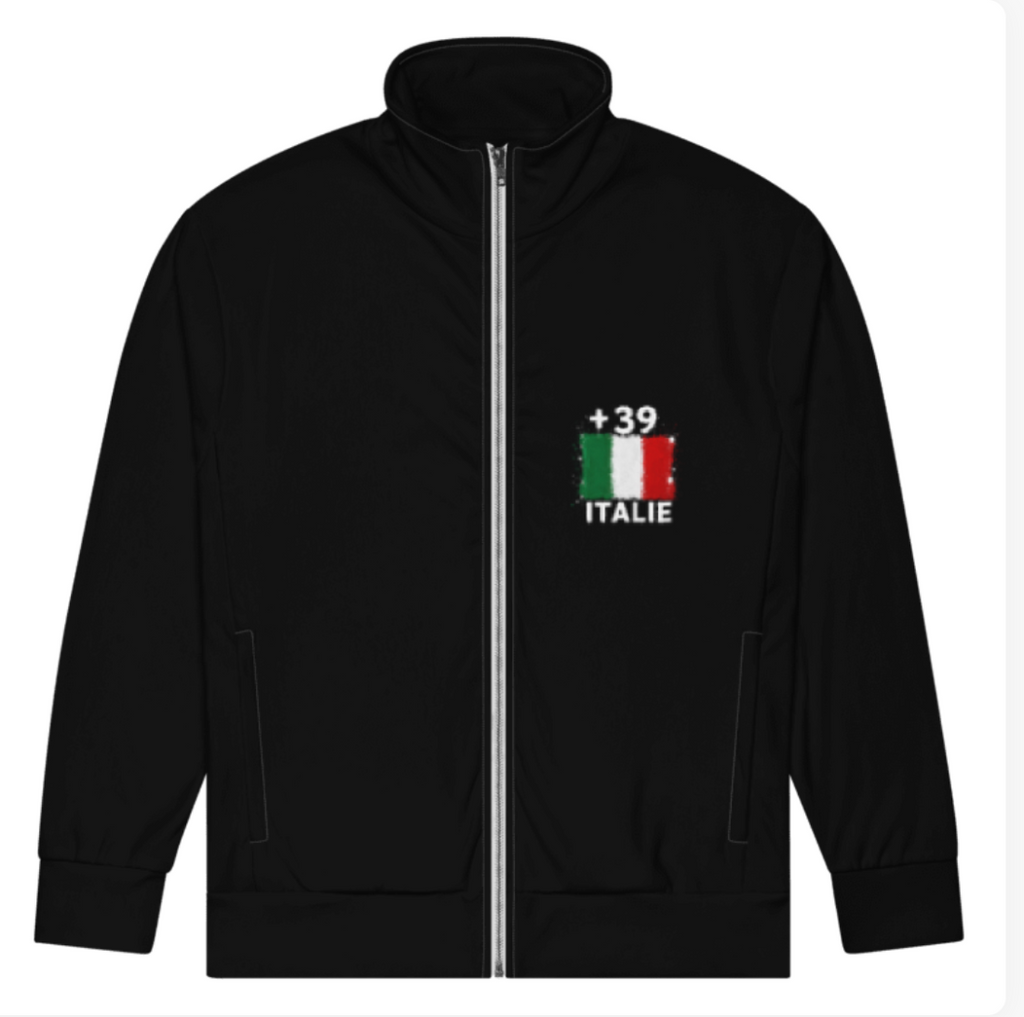 Survêtement Italie +39 avec drapeau floqué effet éclaboussure de peinture - vue de face - Indicatif Fier