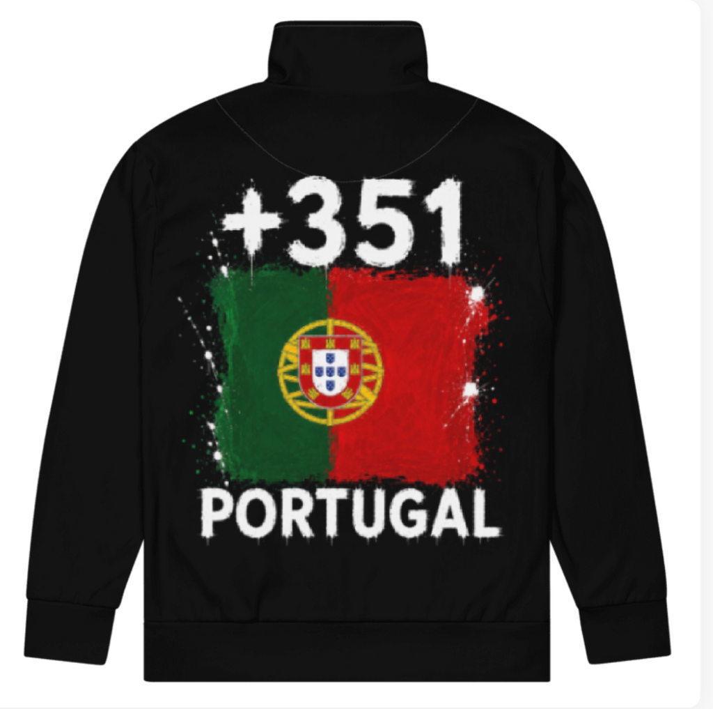 Survêtement Portugal +351 avec drapeau floqué effet éclaboussure de peinture - vue de dos - Indicatif Fier