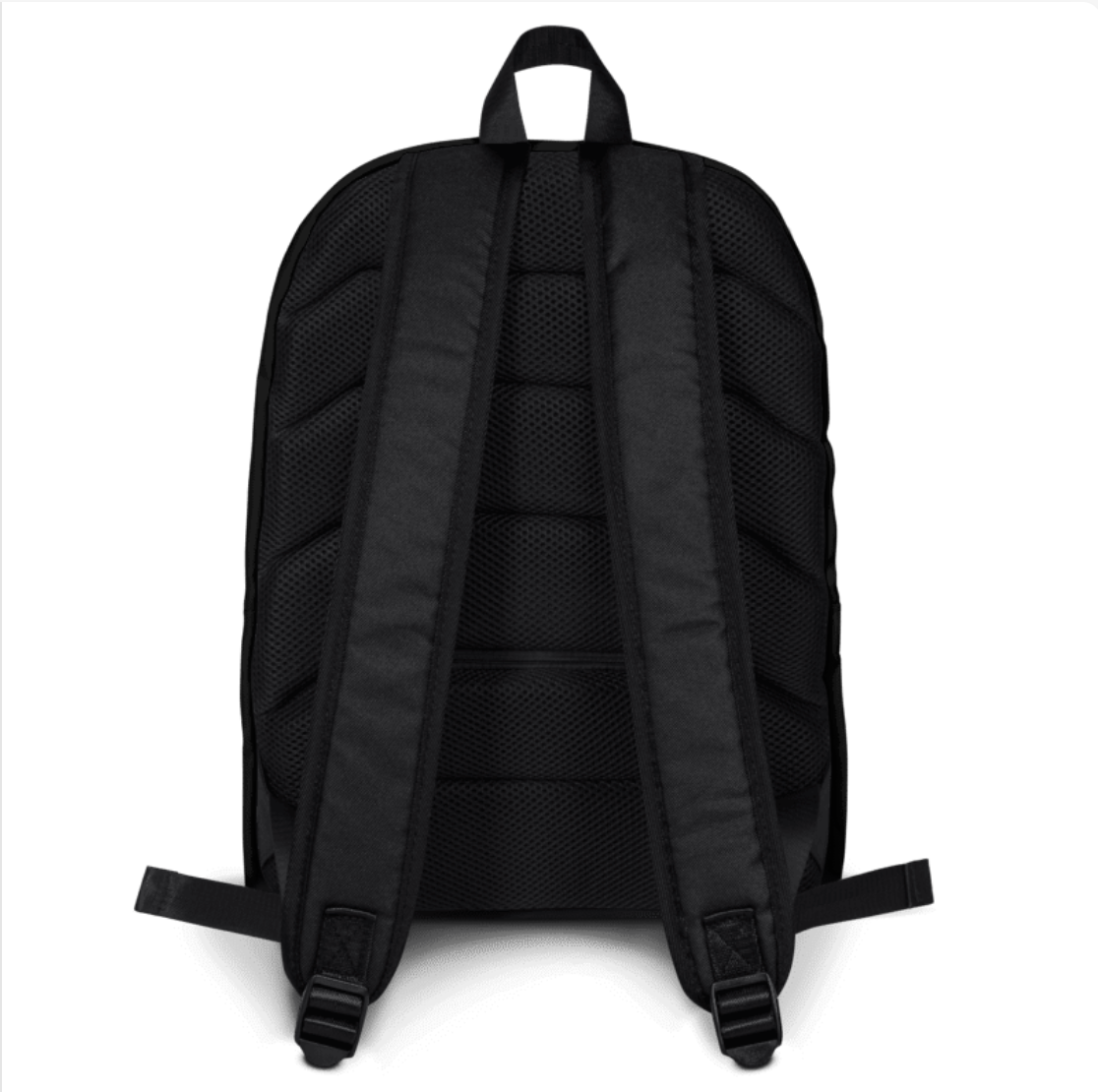 Sac à Dos Noir Tchad +235 avec drapeau floqué effet éclaboussure de peinture - vue de dos - Indicatif Fier