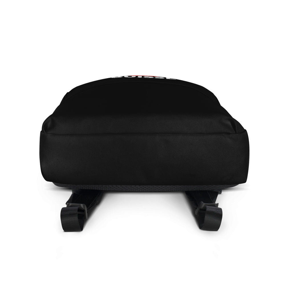 Sac à Dos Suisse +41 - Noir avec drapeau floqué effet éclaboussure de peinture - vue de dessous - Indicatif Fier