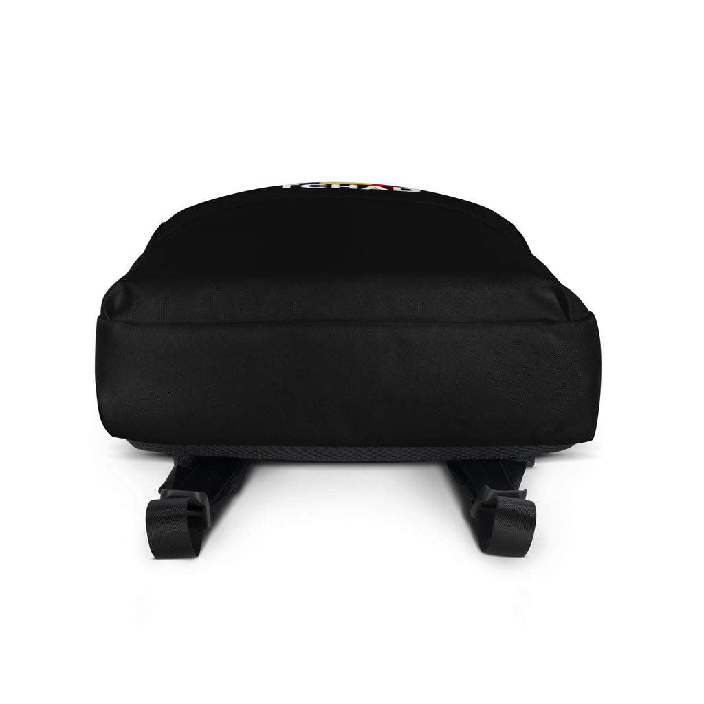 Sac à Dos Tchad +235 - Noir avec drapeau floqué effet éclaboussure de peinture - vue de dessous - Indicatif Fier