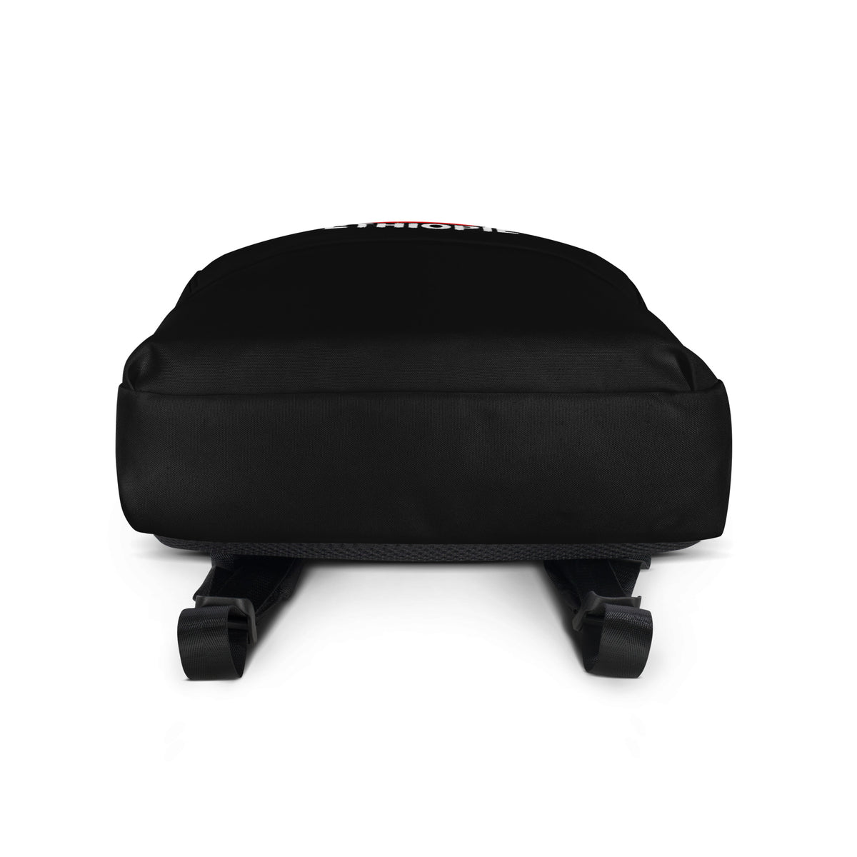 Sac à Dos Éthiopie +251 - Noir avec drapeau floqué effet éclaboussure de peinture - vue de dessous - Indicatif Fier