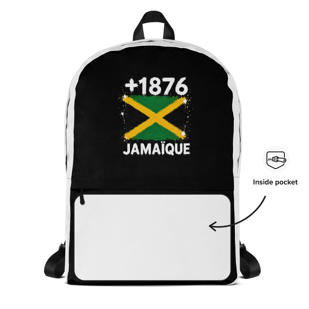 Sac à Dos Jamaïque +1876 - Bicolore avec drapeau floqué effet éclaboussure de peinture - vue détaillée - Indicatif Fier