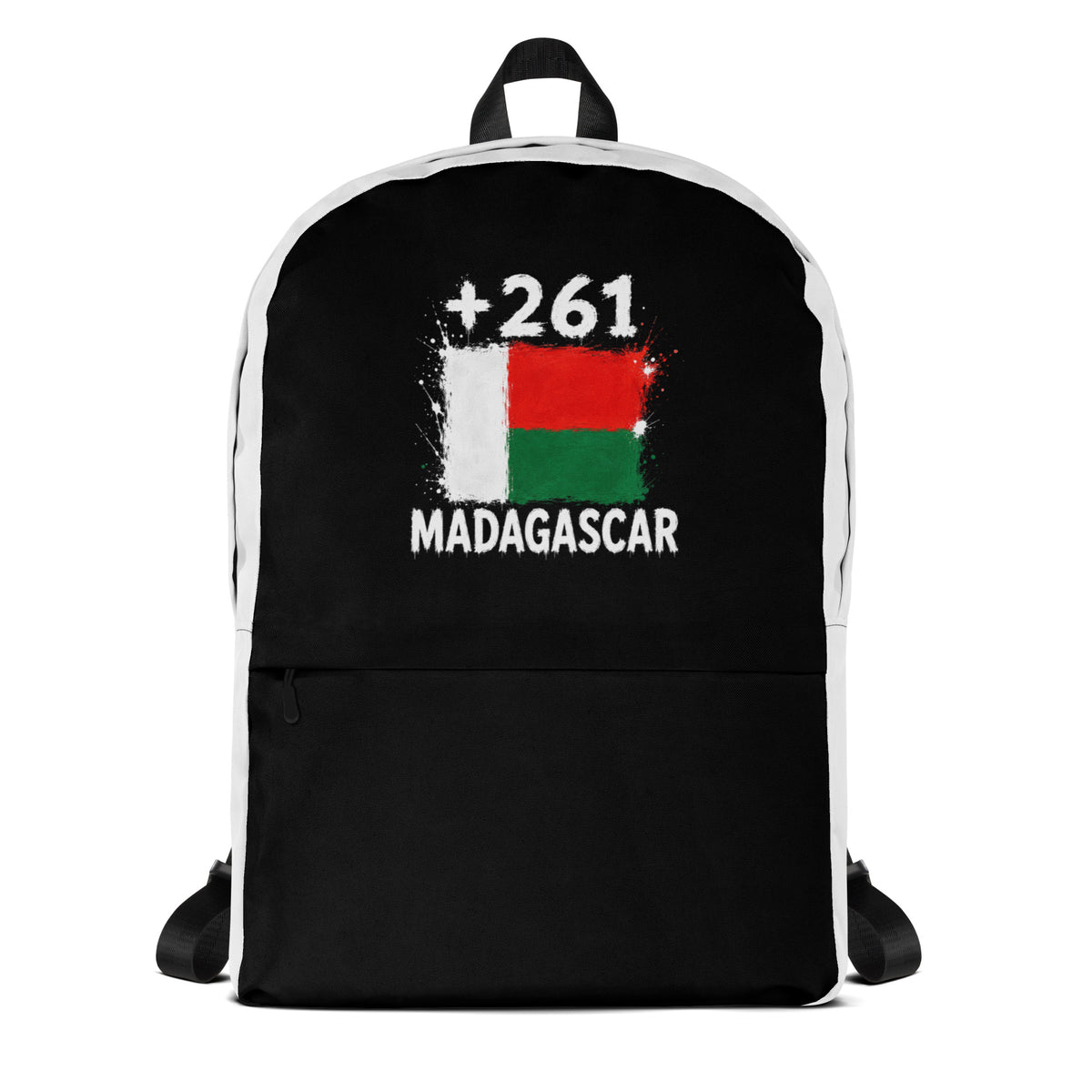 Sac à Dos Madagascar +261 bicolore vue de face, design drapeau malgache