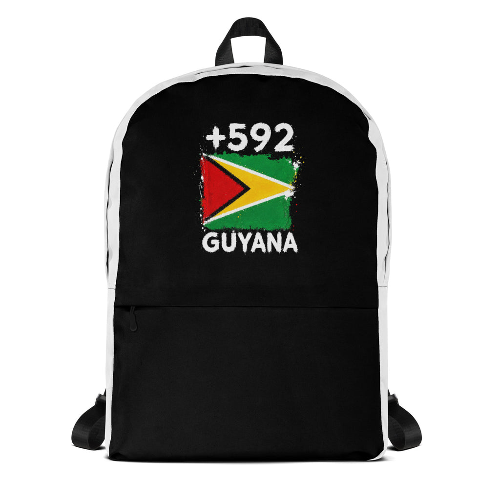 Sac à Dos Guyana +592 bicolore vue de face, design drapeau guyanien