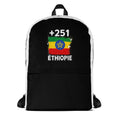 Sac à Dos Éthiopie +251 bicolore vue de face, design drapeau éthiopien