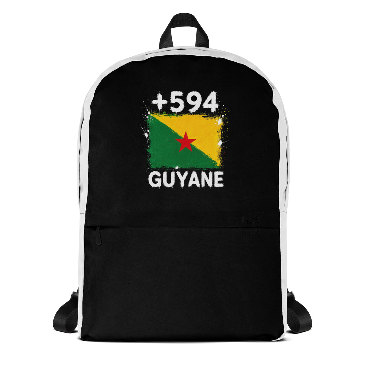 Sac à Dos Guyane +594 bicolore vue de face, design drapeau guyanais