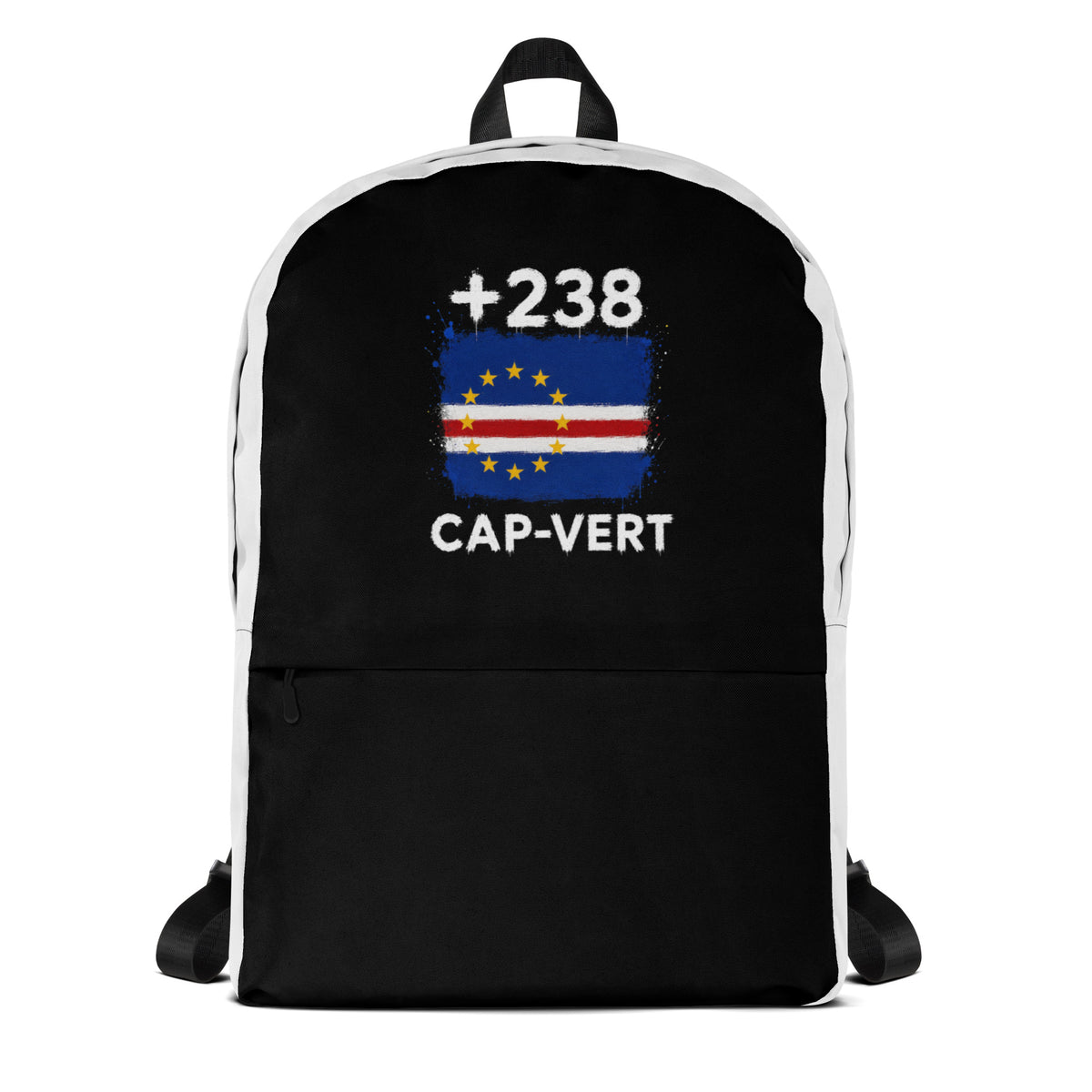 Sac à Dos Cap-Vert +238 bicolore vue de face, design drapeau cap-verdien