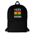 Sac à Dos Ghana +233 noir vue de face, design drapeau ghanéen