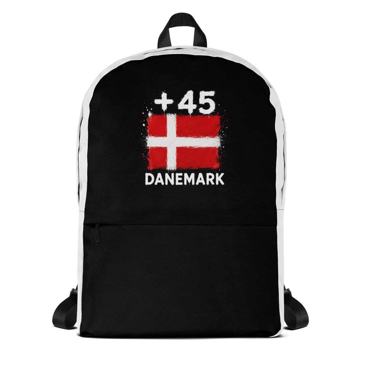 Sac à Dos Danemark +45 bicolore vue de face, design drapeau danois