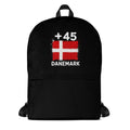 Sac à Dos Danemark +45 noir vue de face, design drapeau danois