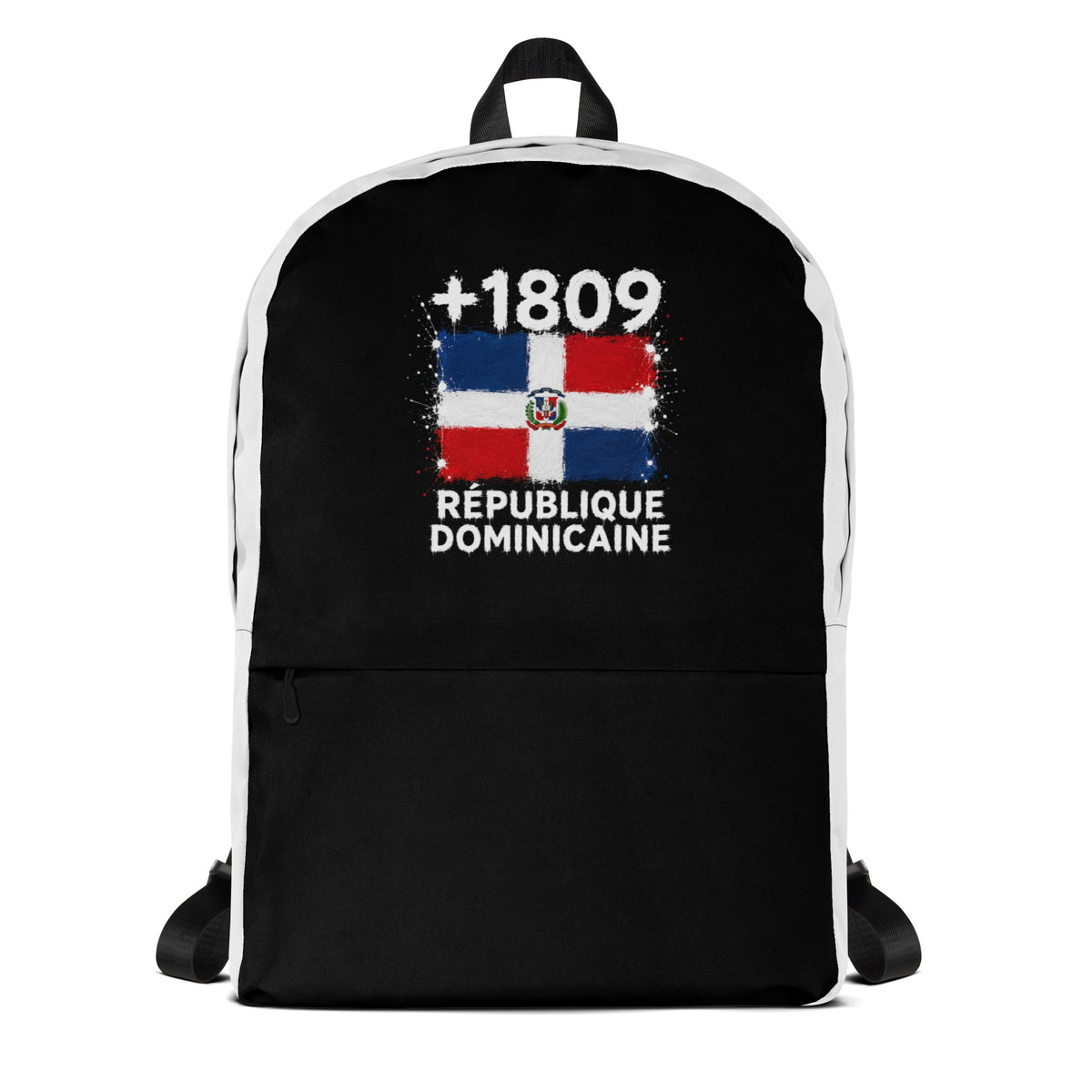 Sac à Dos République Dominicaine +1809 bicolore vue de face, design drapeau dominicain
