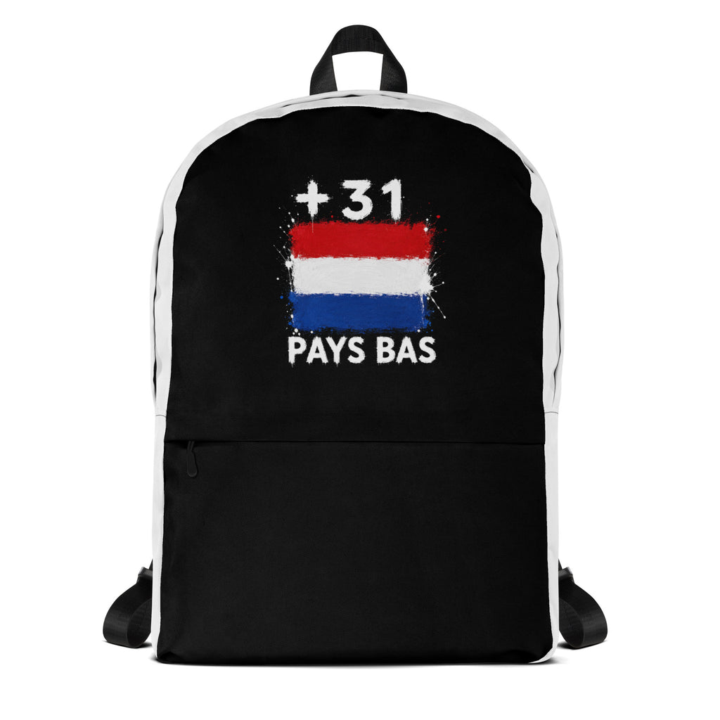 Sac à Dos Pays-Bas +31 bicolore vue de face, design drapeau néerlandais