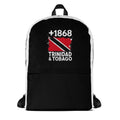 Sac à Dos Trinidad & Tobago +1868 bicolore vue de face, design drapeau trinidadien
