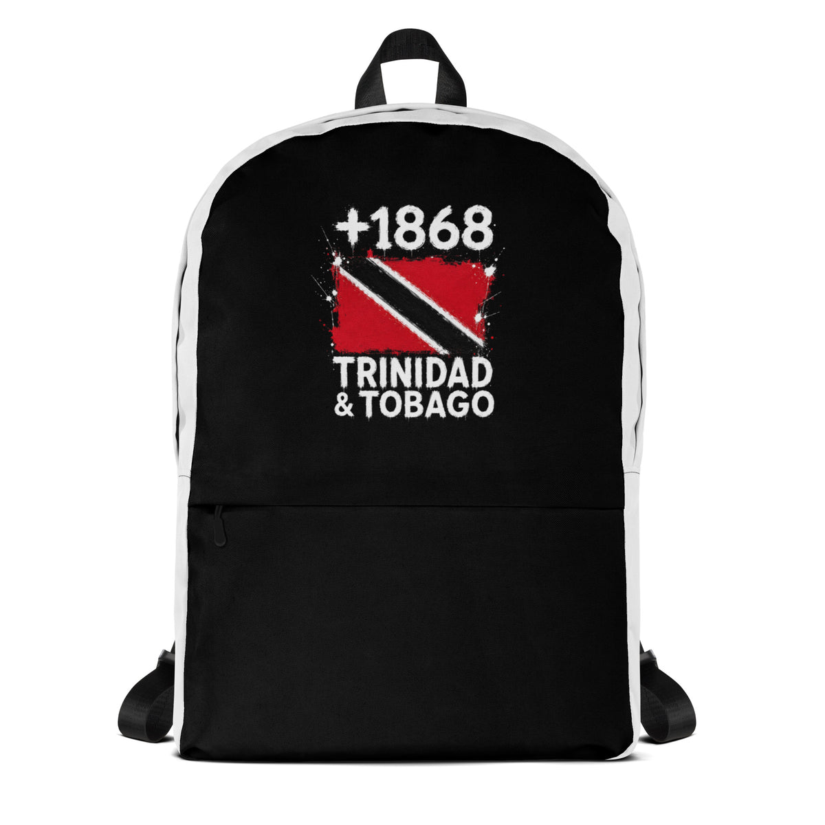 Sac à Dos Trinidad & Tobago +1868 bicolore vue de face, design drapeau trinidadien