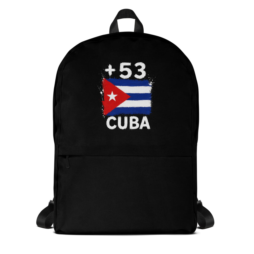 Sac à Dos Cuba +53 noir vue de face, design drapeau cubain