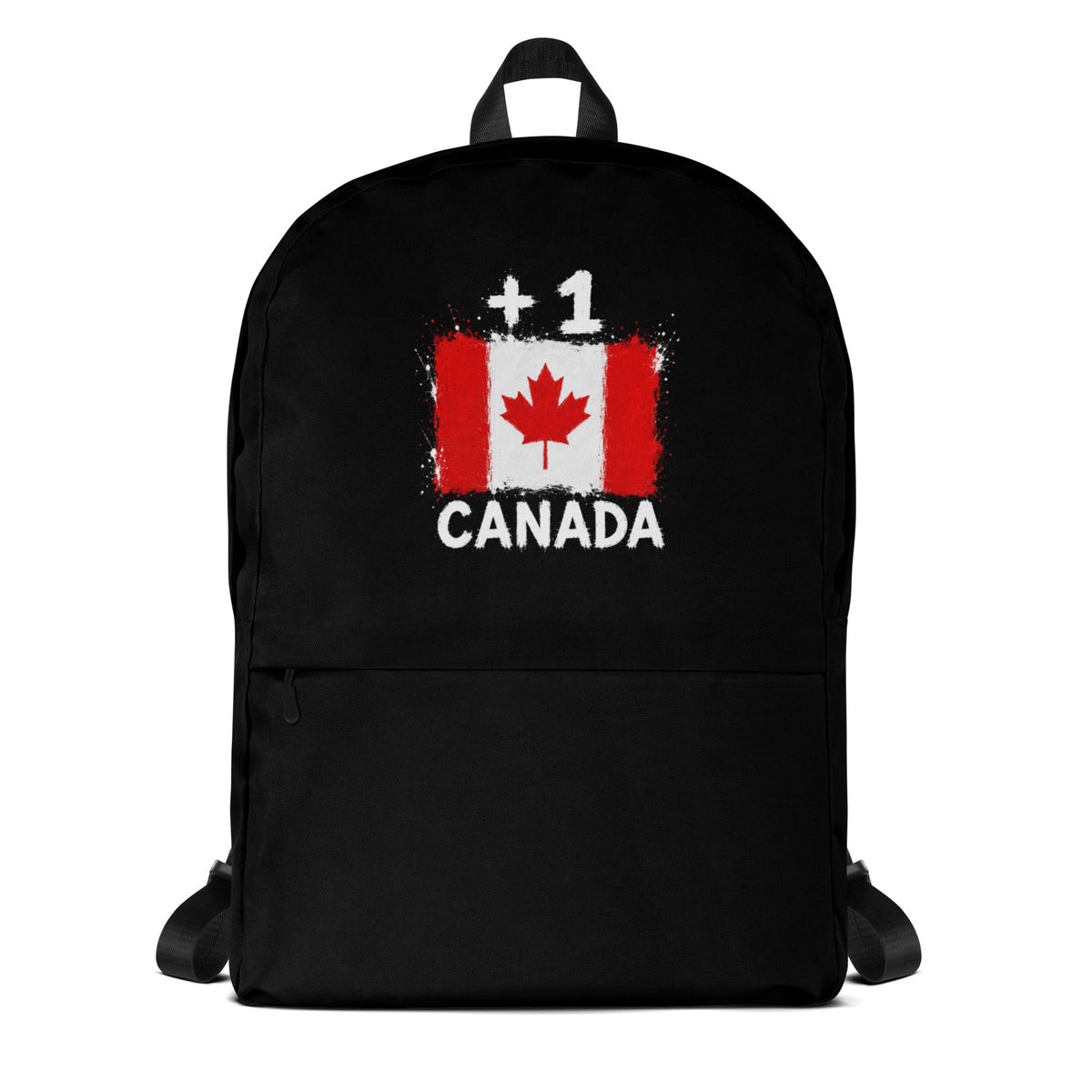 Sac à Dos Canada +1 noir vue de face, design drapeau canadien