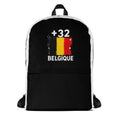 Sac à Dos Belgique +32 bicolore vue de face, design drapeau belge