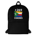 Sac à Dos Comores +269 noir vue de face, design drapeau comorien