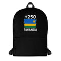 Sac à Dos Rwanda +250 noir vue de face, design drapeau rwandais