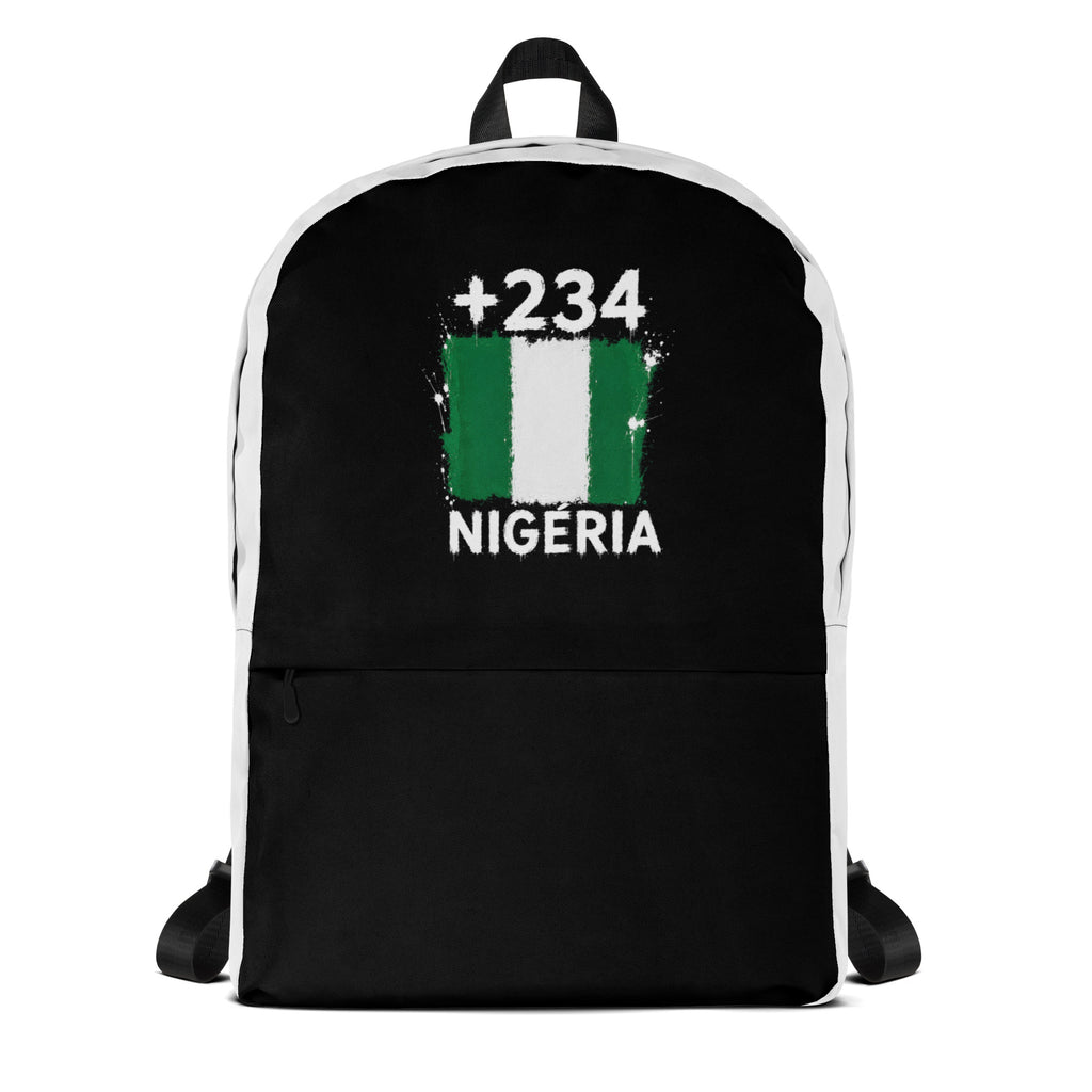 Sac à Dos Nigeria +234 bicolore vue de face, design drapeau nigérian