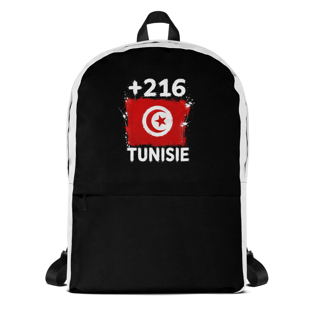 Sac à Dos Tunisie +216 bicolore vue de face, design drapeau tunisien
