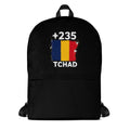 Sac à Dos Tchad +235 noir vue de face, design drapeau tchadien