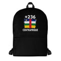 Sac à Dos Centrafrique +236 noir vue de face, design drapeau centrafricain