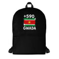 Sac à Dos Guadeloupe +590 noir vue de face, design drapeau guadeloupéen