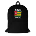 Sac à Dos Togo +228 noir vue de face, design drapeau togolais