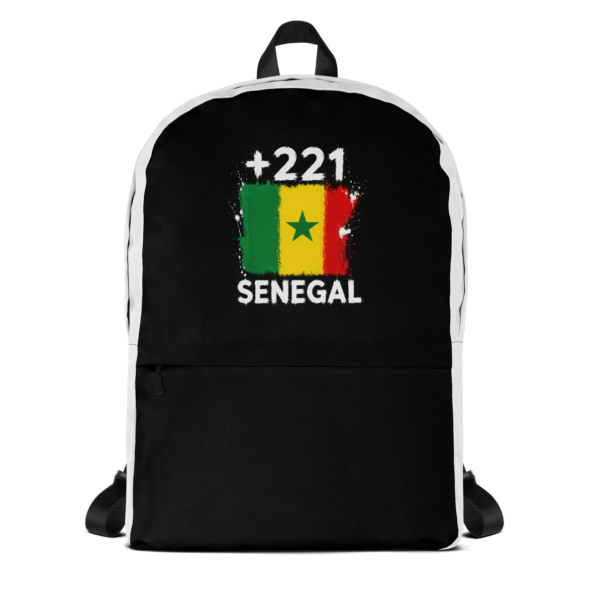 Sac à Dos Sénégal +221 bicolore vue de face, design drapeau sénégalais