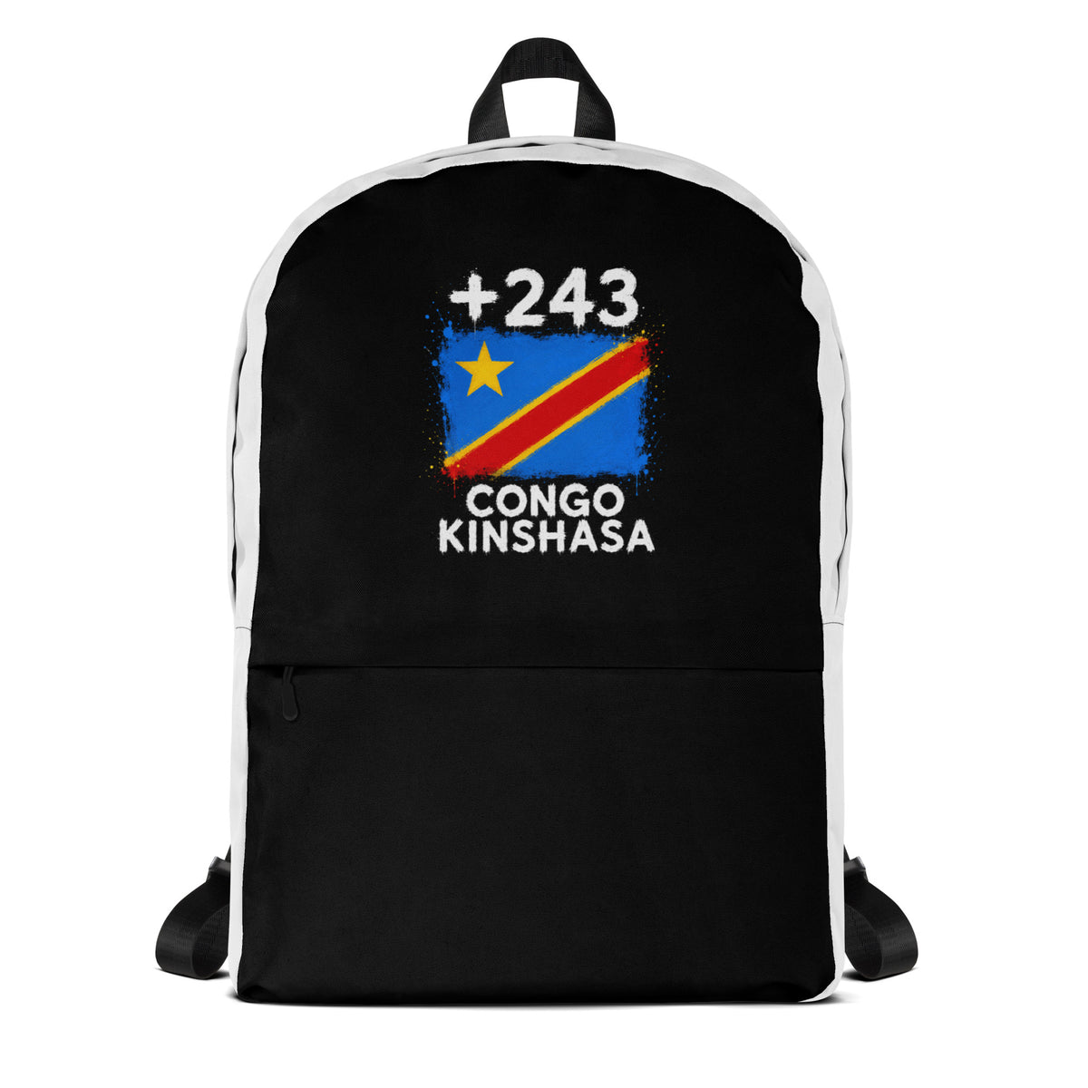 Sac à Dos RDC +243 bicolore vue de face, design drapeau congolais