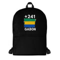 Sac à Dos Gabon +241 noir vue de face, design drapeau gabonais