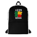Sac à Dos Bénin +229 bicolore vue de face, design drapeau béninois