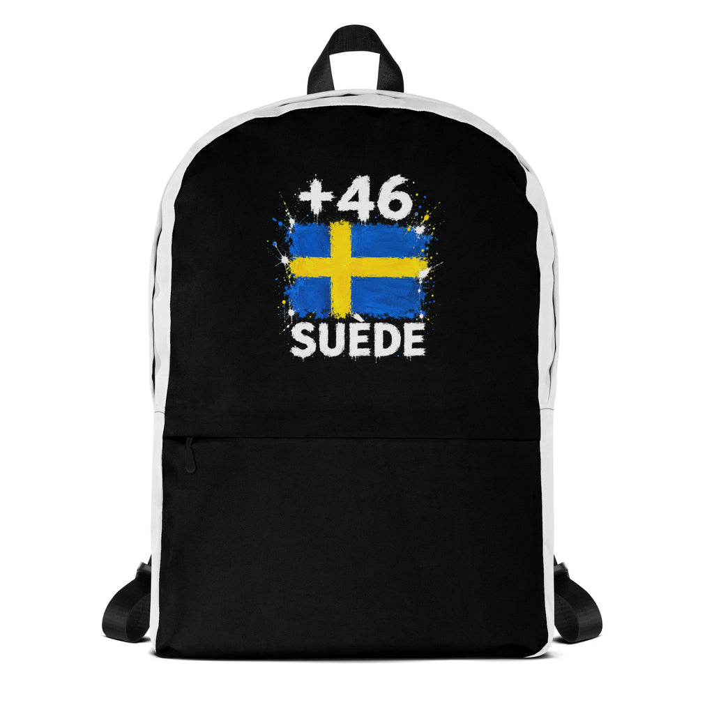 Sac à Dos Suède +46 bicolore vue de face, design drapeau suédois
