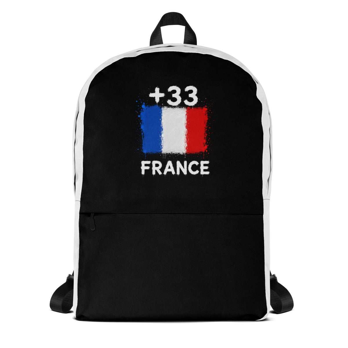 Sac à Dos France +33 bicolore vue de face, design drapeau français